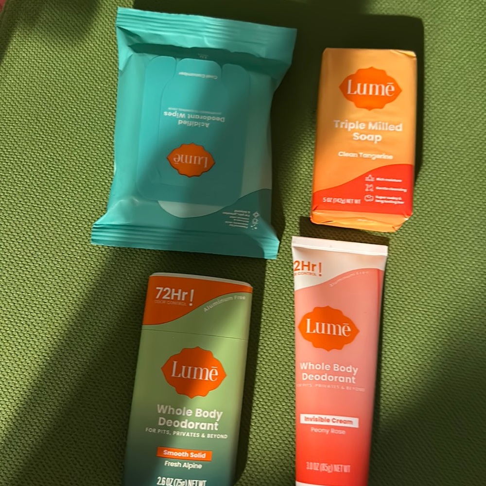 Lumes, deodorant, and wipes set of four